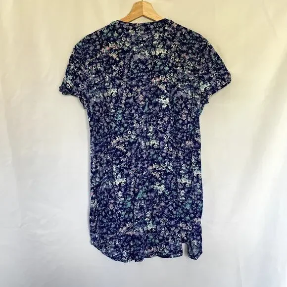 Natori women's size medium blue purple floral short sleeved nightgown sleepwear - Picture 6 of 6